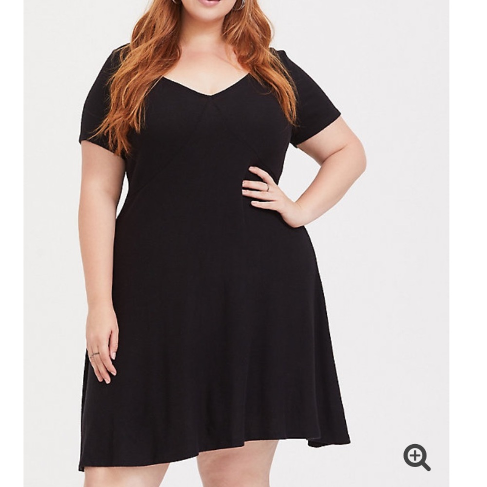 Super Soft Plush Black Neck Skater Dress